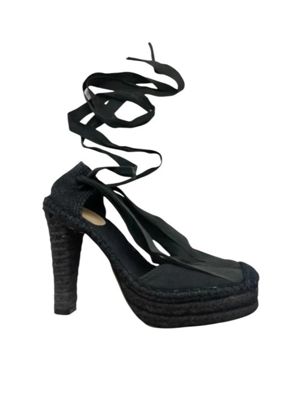 Vintage Jean Paul Gaultier Y2K
Ribbon Lace Up Platform Block Heels
Size 8